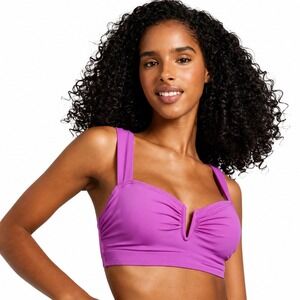 Women's Shade & Shore Purple V-Wire Bandeau Bikini Top 34C New With Tags